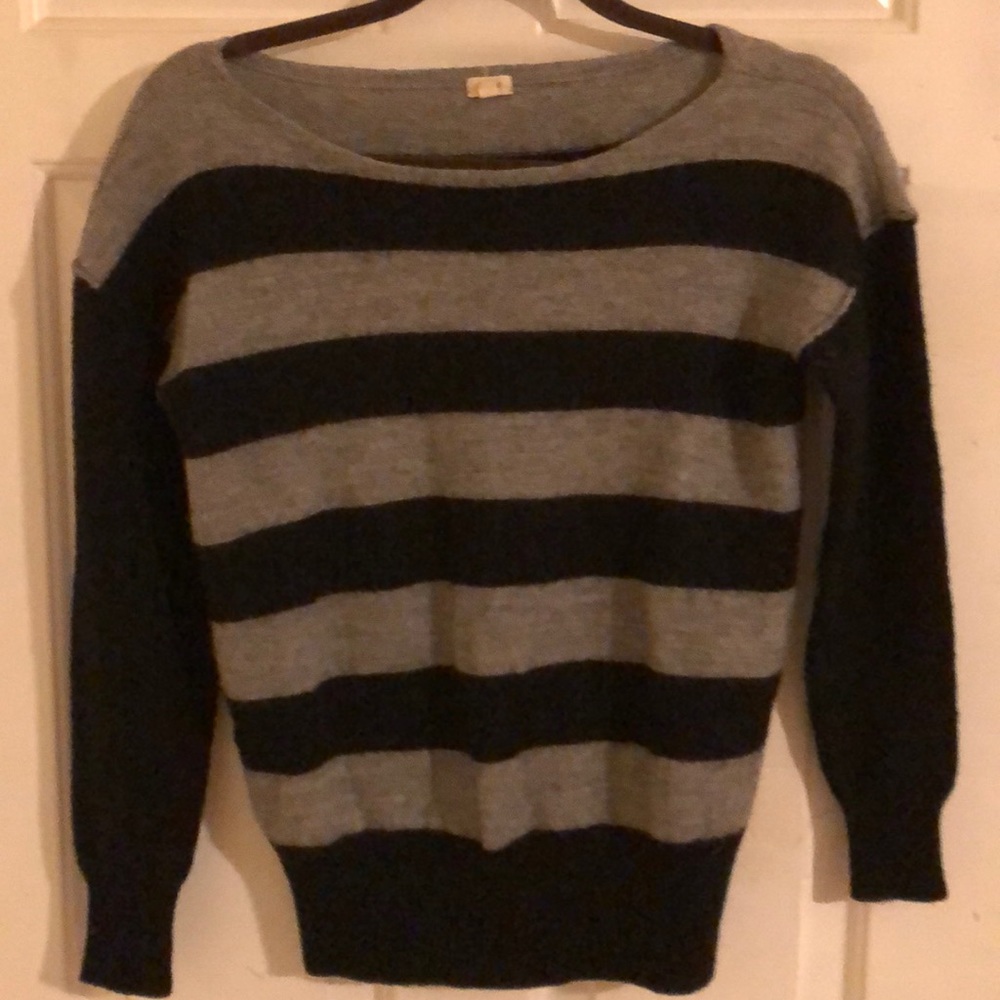 JCrew black and grey silver sweater.